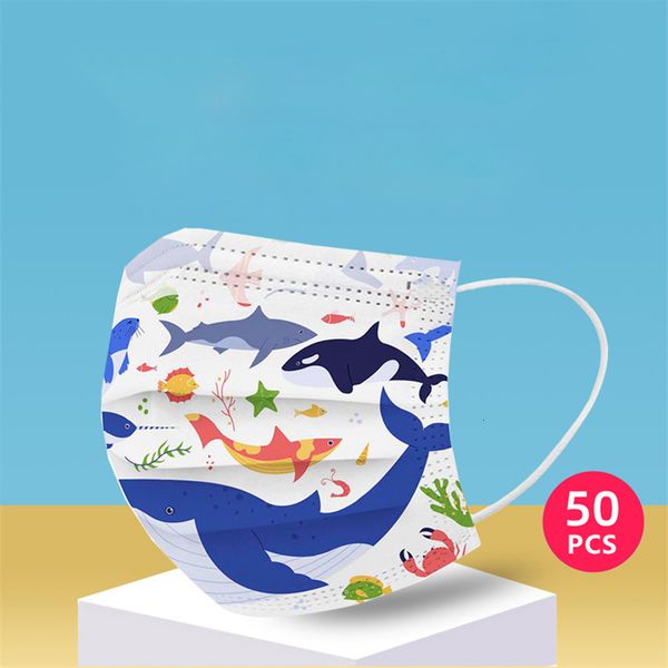 

child us stock kids disposable face masks 50pc mask 3ply earhook bandage dust-proof masque p