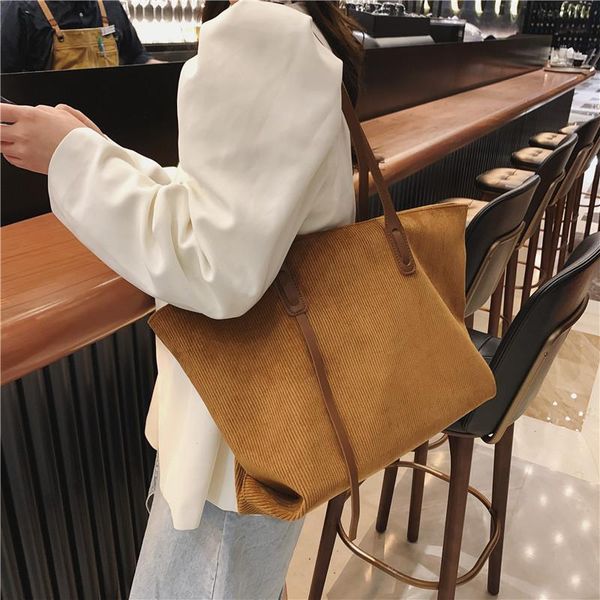 

corduroy large capacity tote bag 2020 simple female bag trevel luxury trending crossbody