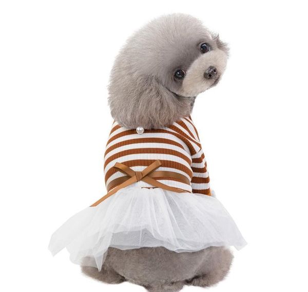 

pet dog stripes pearls gauze tutu dress skirt puppy cat princess dress clothes cotton short slee jllaef outbag2007