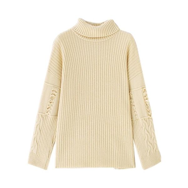 

women's sweaters turtleneck sweater female loose wind in autumn and winter 2021 korean version of the wild thick coat outer wear, White;black