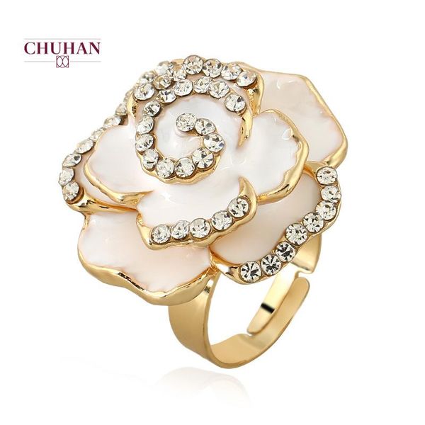 

cluster rings chuhan simple rose ring for women cute finger romantic birthday gift girlfriend fashion zircon stone jewelry j14, Golden;silver