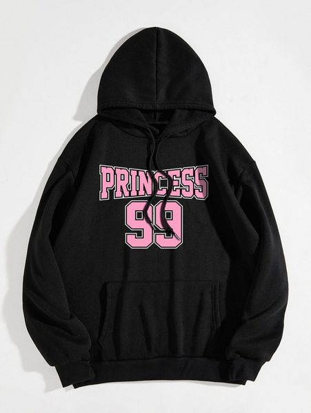 

letter graphic drawstring thermal lined hoodie d9ll#, White;black