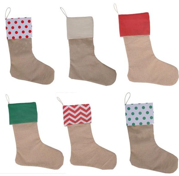 

bags 45*30cm gift canvas christmas xmas stocking large size plain burlap decorative socks bag ppf2446