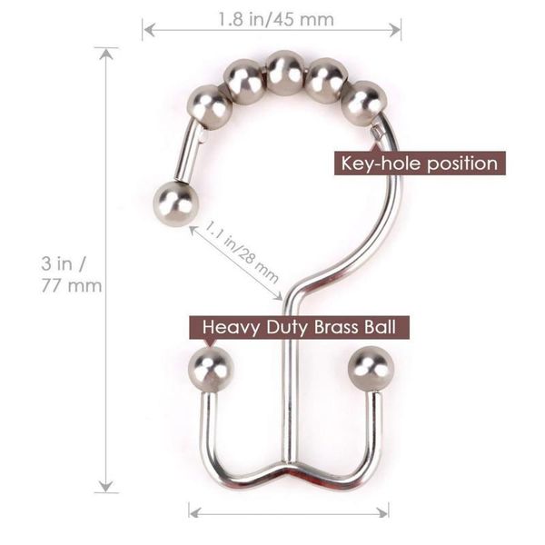 

bath curtain rollerball shower curtain rings hooks 3 roller polished satin nickel ball curtain accessories bathroom sho jllzcw