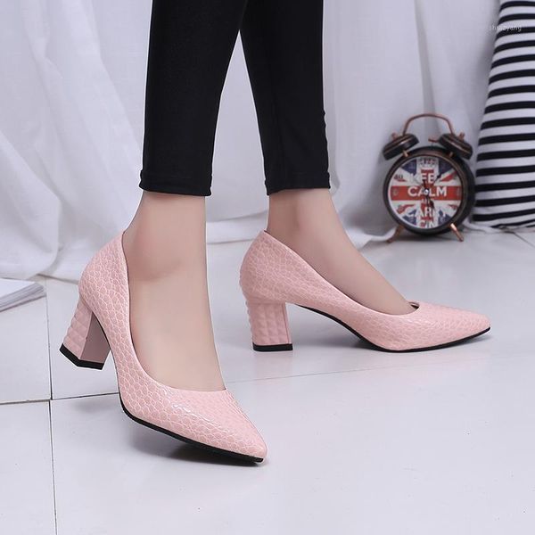 

dwayne spring new women pointed toe high heels shallow mouth pleated professional work shoes 6cm thick heel women's pumps 6981, Black
