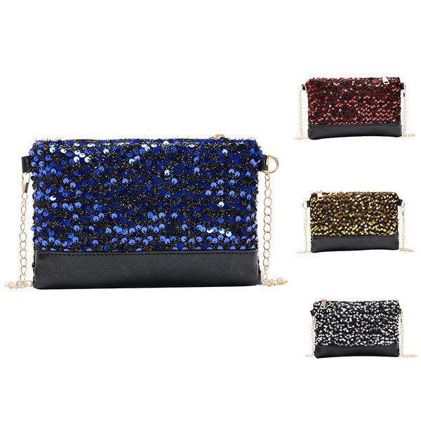 

spring and summer new korean sequined envelope bag splicing dinner hand bag handbag chain shoulder diagonal shell small bag