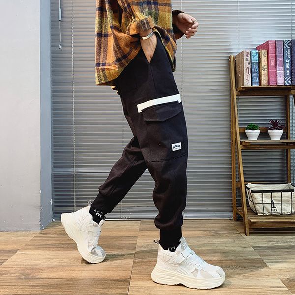 

new large casual pants trend harlan loose corset men's overalls, Black