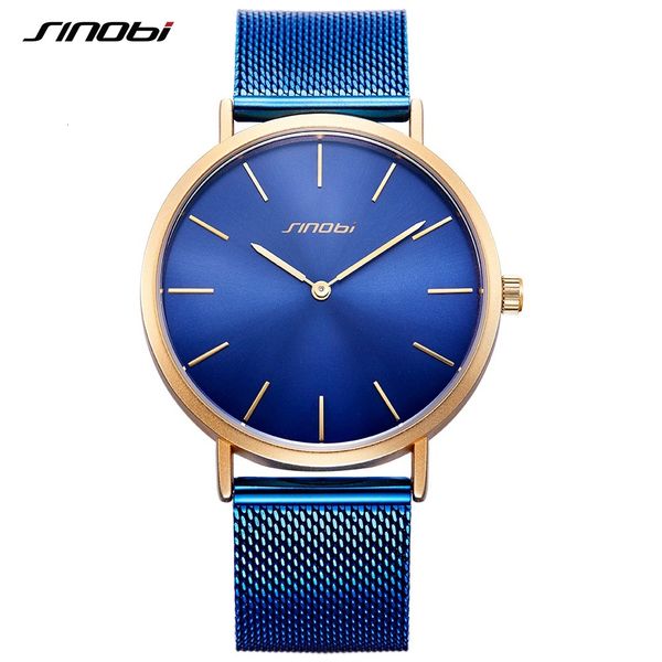 

sinobi men's simple watches fashion classic gold case blue retro milan watchband business quartz wirstwatch male clock relojes, Slivery;brown