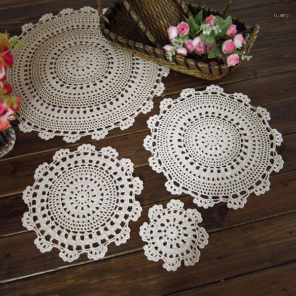 

white round pure cotton hand crochet floral lace doily placemat table mat1