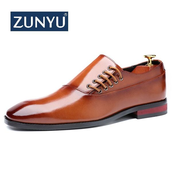 

zunyu fashion business dress men shoes new classic leather men's suits shoes fashion slip on dress shoes men oxfords size 37-48 c1120, Black