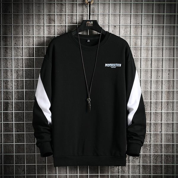 

2021 new hip hop men crewneck sweatshirt autumn classic style mens long sleeve hoodies casual streetwear man brand young people tracksuit jl, Black