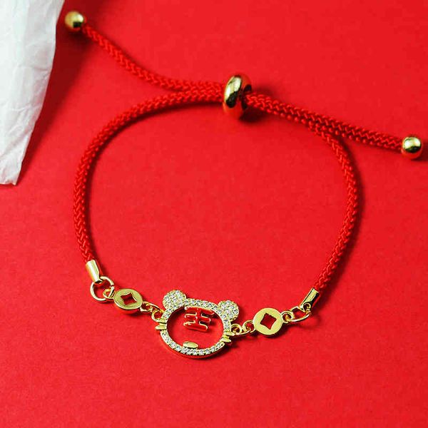 

bracelets year gift red rope female 2022 zodiac belongs to tiger and transfer pearl, Golden;silver