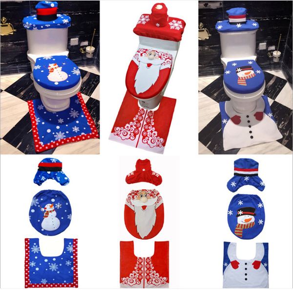 

2021 family christmas decorations new style christmas snowman toilet cover decoration christmas decoration 3pcs/set ing