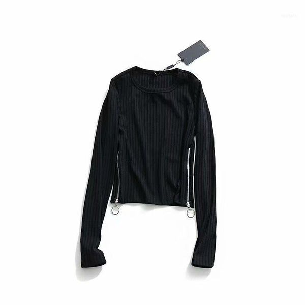 

crown 33-032 european and american fashion on both sides of the zipper a tee-shirt11, White;black