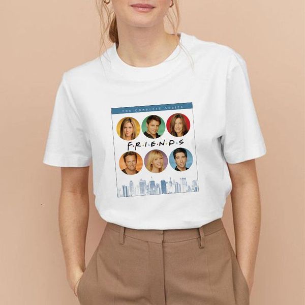 

friends tv show women t-shirt loose fashion cartoon women tee cute print female tee shirts funny graphic woman t-shirts, White