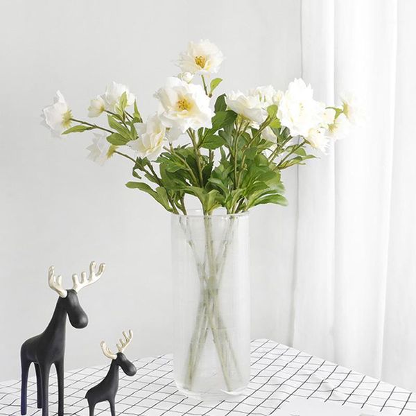 

3 forks artificial lotus flowers real touch silk fake flower branch party wedding decoration floral home decor simulation plant1