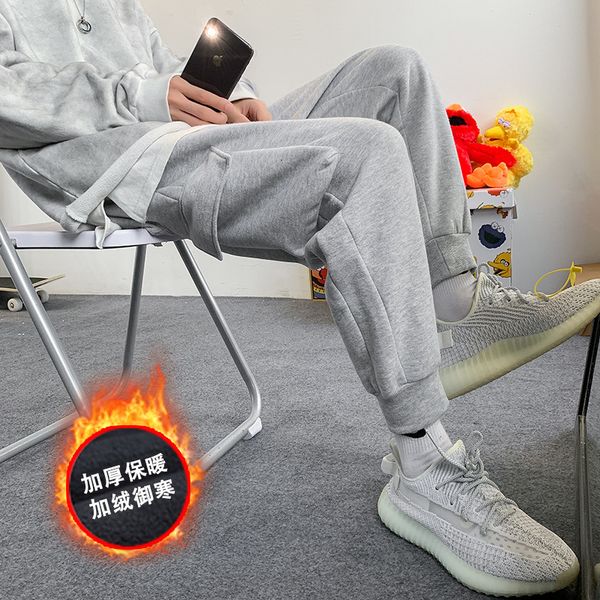 

2020 autumn and winter new men's leisure multi pocket work clothes youth fast foot sports pants trend, Black