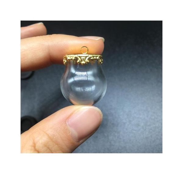 

300sets 20mm miniature terrarium glass bubble metal crown base tray jewelry necklace vial pendant diy wishing glass sqcnha, Black
