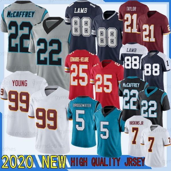 

mccaffrey 2021 bridgewater chase young new haskins 21 taylor 88 ceedee lamb football clyde edwards-helai jersey, Black;red
