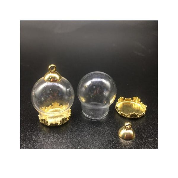 

20set 20*15mm glass globe with metal copper setting base beads cap set orb glass vials pendant wish glass bottle jewelry bbytia, Black