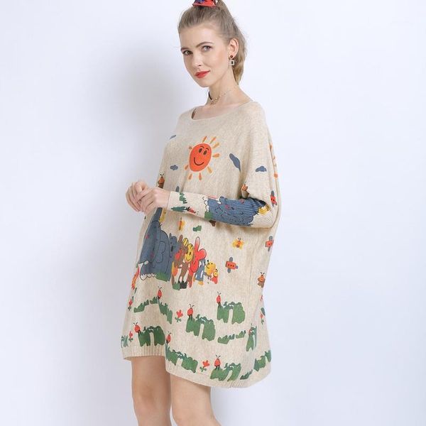

women's sweaters plus size wool sweater women spring pullover batwing sleeve elephant print fashion autumn woman long pullovers jumper1, White;black