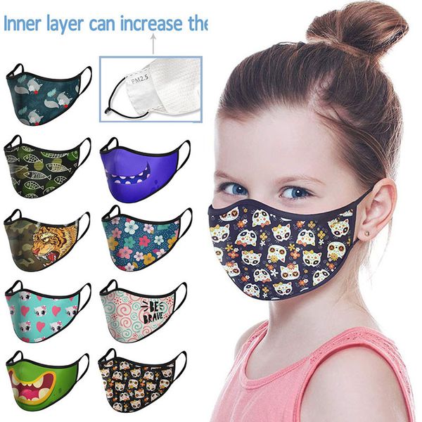 

animal vortex lines 3d print kids designer face masks can be equipped with filter chip to prevent smog and dust fashion face mask
