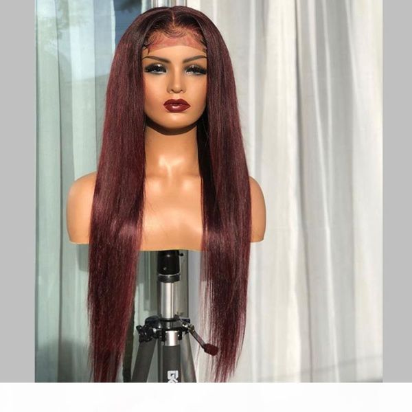 

colored wine u part wig long silky straight middle part wig 13x4 6 lace for black women with baby hair, Black;brown