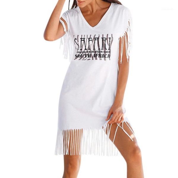 

dress women bohemian short sleeve casual daily letter beach holiday printed tassel dresses summer vestidos 2019 new arrival1, Black;gray