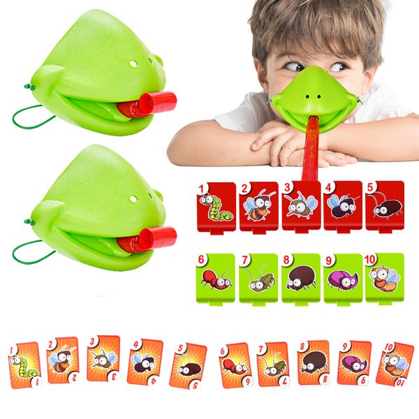 

be quick to lick funny deskgame chameleon lizard mask wagging tongue lick cards board game for children family party toys q0115