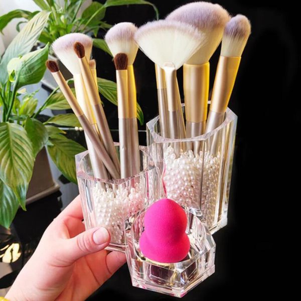 

transparent cosmetic organizer makeup brush holder storage box for makeup brushes lipsticks