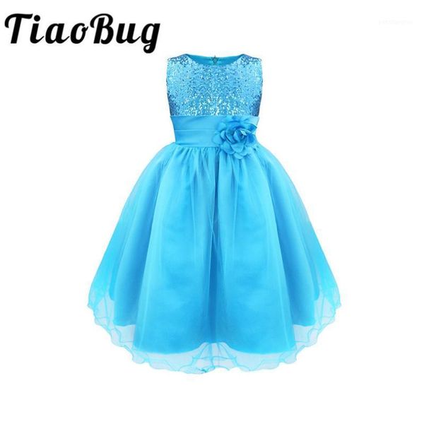 

tiaobug girls 10 colors sequined flower pageant prom party ball dress kids gown first communion dance dresses 4-14y for wedding1, Red;yellow