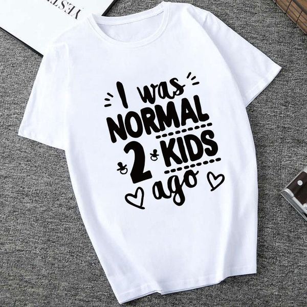 

i was normal 2 kids ago letters print t shirt summer new fashion women shirt harajuku style short sleeve casual cotton tee, White