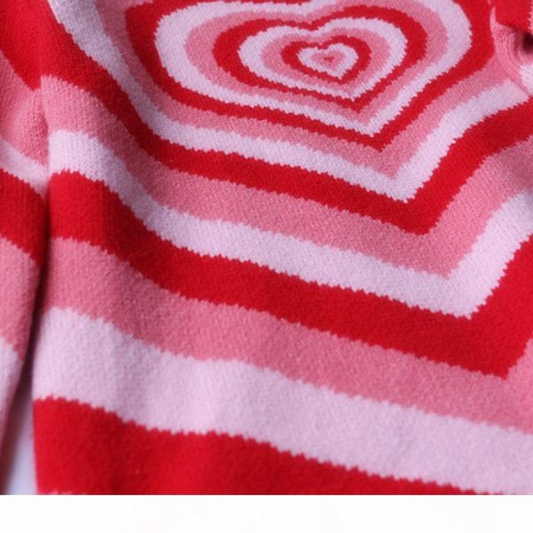 

love heart pattern sweater color matching rainbow pullover women's autumn lazy oaf retro high collar slim knitted shirt s518 y200720, White;black