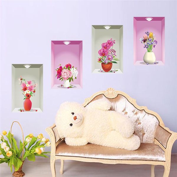 

diy home decor flower pots wall stickers art decals vase home decoration decoracion hogar pegatinas de pared tatoo