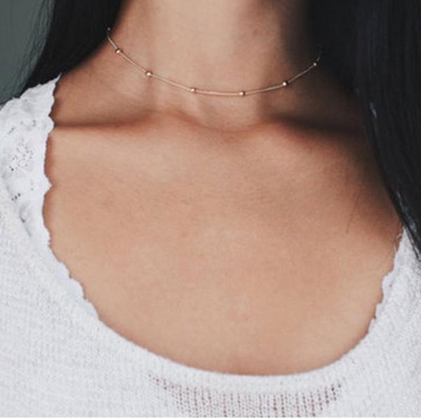 

мода ювелирные изделия симпатичные металлические бусины простое choker ожерелье выявление цепочка boho подвески ожерелья boho женский подаро, Silver