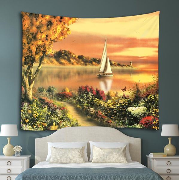 

beautiful scenery painting tapestry european style wall hanging tapestries home decoration art blanket beach towel bikini cover wmtwjb