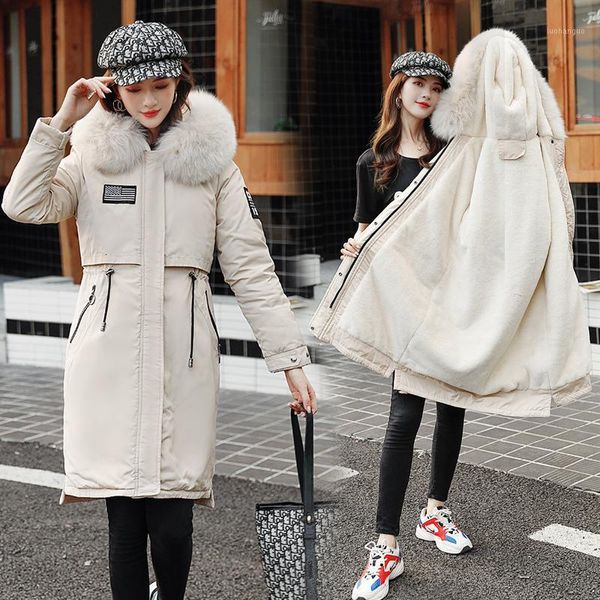 

long fund 2019 self-cultivation winter cotton-padded clothes heavy seta lead thickening cotton-padded jacket loose coat tide1, Tan;black