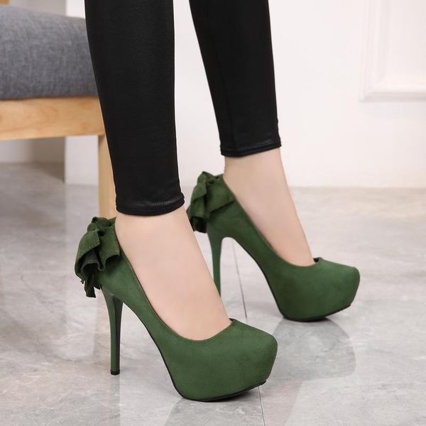 

crazy2020 fish autumn love and winter round head hate sky high waterproof platform suede women's single shoes heel bow korean ve1, Black
