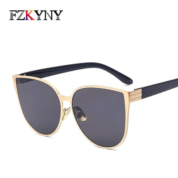 

sunglasses fzkyny fashion super star style cat eye women brand designer metal frame sun glasses vintage cateye eyewear uv400, White;black