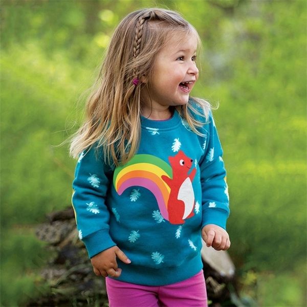 

children sweaters long sleeved autumn winter fleece clothes girls cartoon rainbow round neck kids casual sweatershirts coat 201210, Black