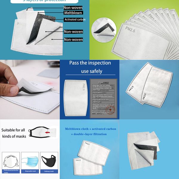 

mask for pm2.5 anti haze filter pad replaceable filter-slice 5layers non-woven activated carbon filteprotection89wk