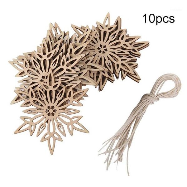 

christmas decorations 10pcs wooden tree cutout snowflakes diy hanging ornaments pendant table confetti home decorations1