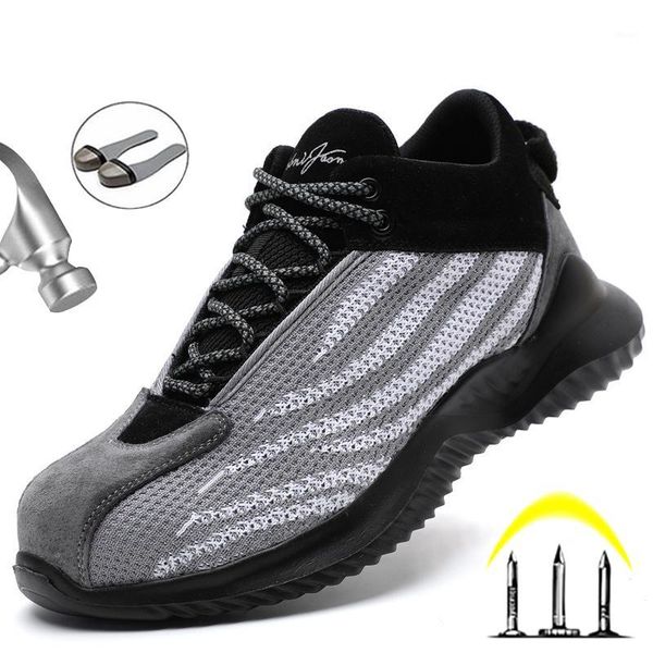 

boots safety shoes male work steel toe breathable puncture-proof men1, Black
