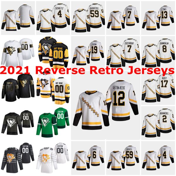

pittsburgh penguins 2021 reverse retro jerseys mike matheson jersey colton sceviour kaspari kapanen sidney crosby evgeni malkin custom, Black;red