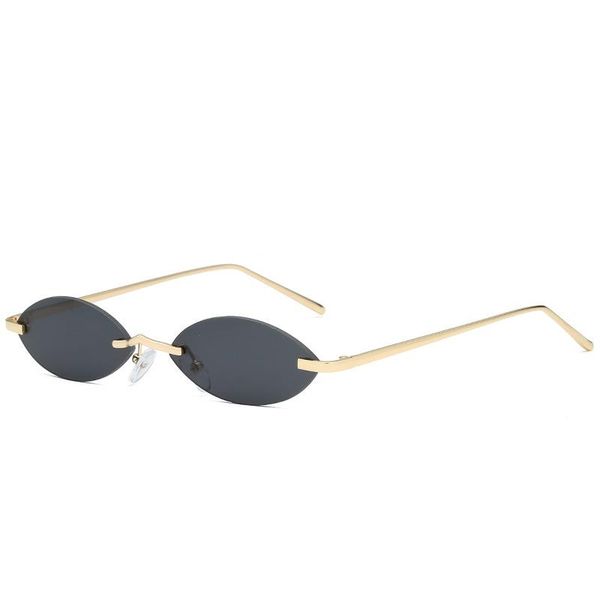 

small frame black shades round sunglasses women oval brand designer vintage fashion rimless sun glasses female, White;black