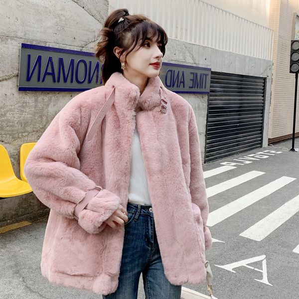 

2021 new fur jacket women winter young models furry print imitation with plush new fashion sutq, Black