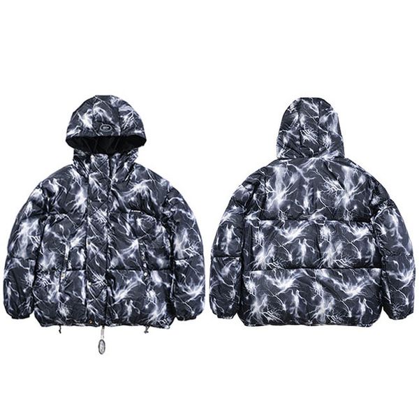 

print parka jacket men hip hop streetwear oversize hooded jacket padded jacket coat winter down outwear warm, Black;brown