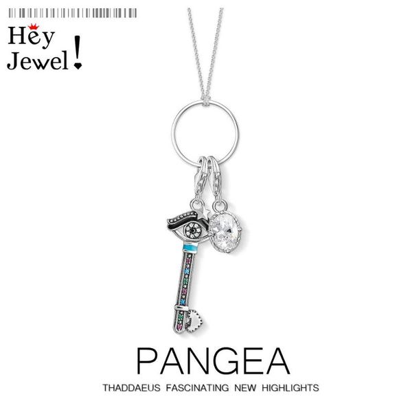 

chains charm necklace love key & oval stone,2021 spring fashion jewelry europe 925 sterling silver bijoux romantic gift for women