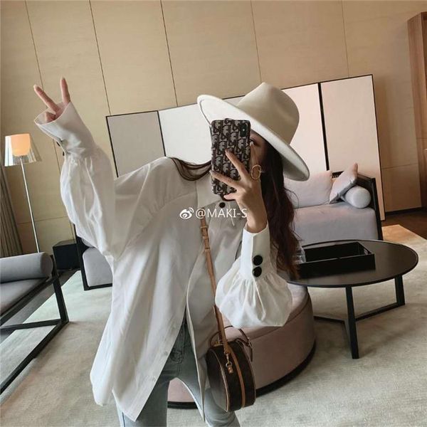 

net red mona same white wool felt jazz hat lady style british temperament fashion woolen hat, Blue;gray