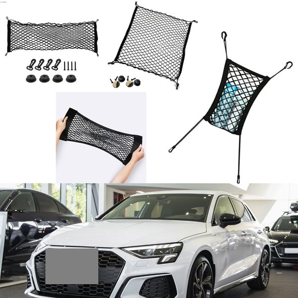

for audi a3 car auto vehicle black rear trunk cargo baggage organizer storage nylon plain vertical seat net